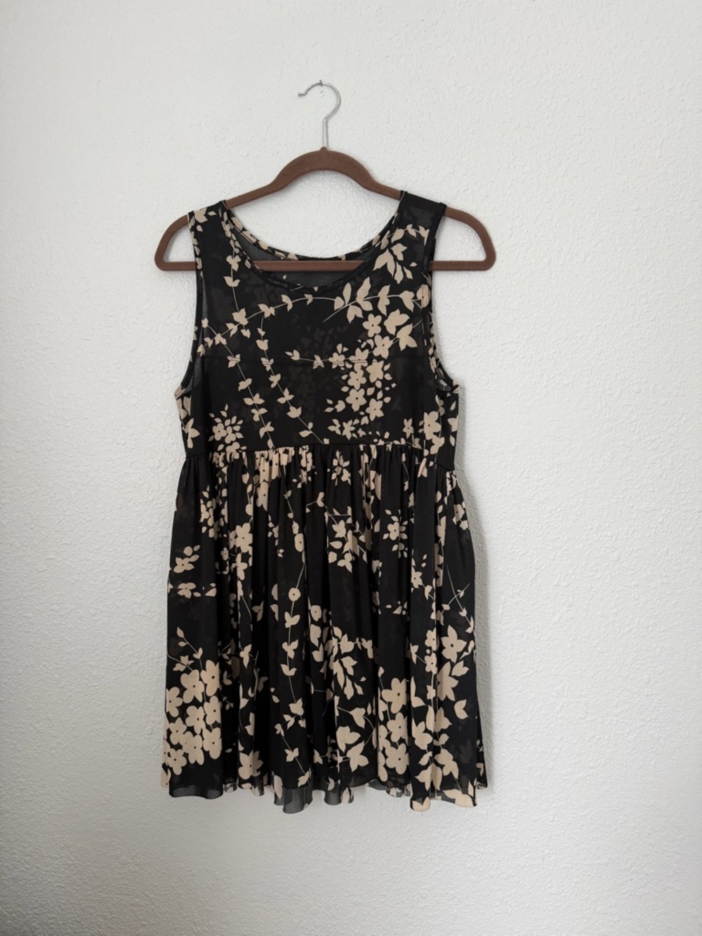 See You Monday Mesh Sheer Floral Peplum Tiered Sleeveless Tank